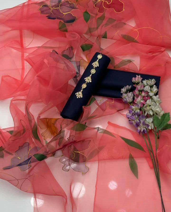 3 Pc Unstitched Katan Silk